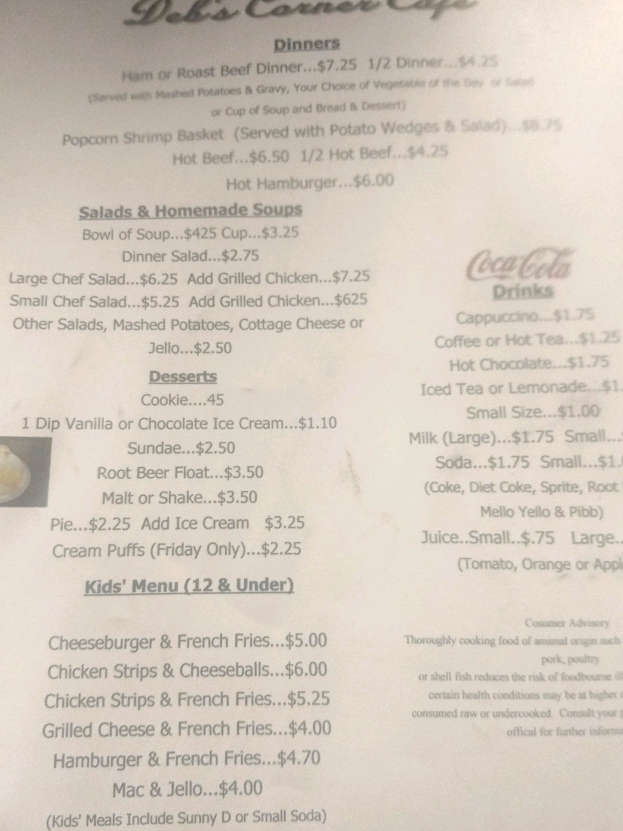 Deb's menu 3